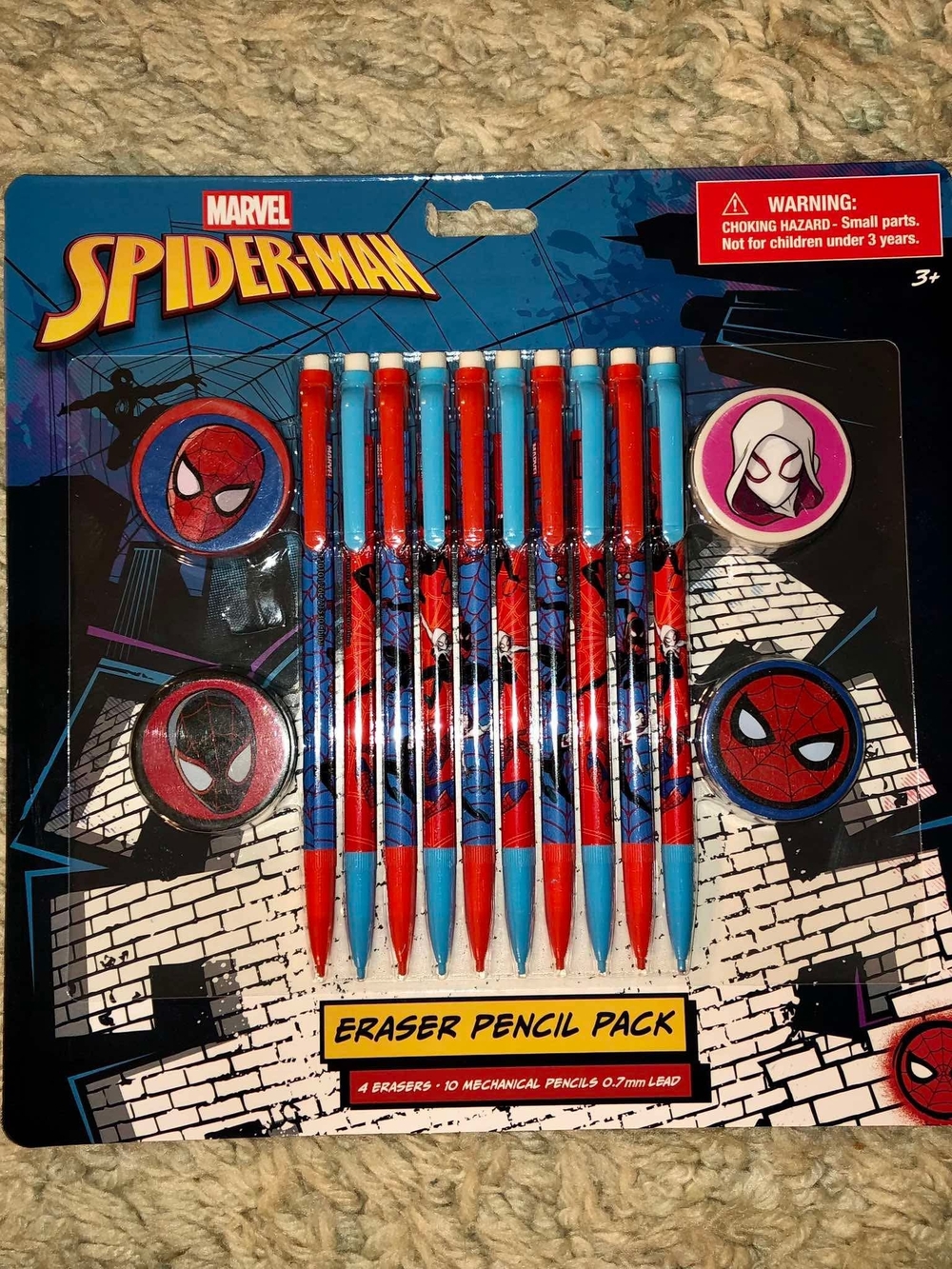 Marvel Spider-Man Eraser Pencil Pack